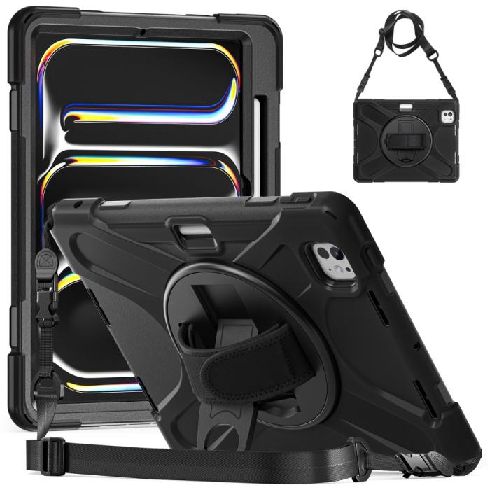 Bild 1, iPad Pro 11 2024 Skal 360° Hybrid Shockproof Kickstand Svart