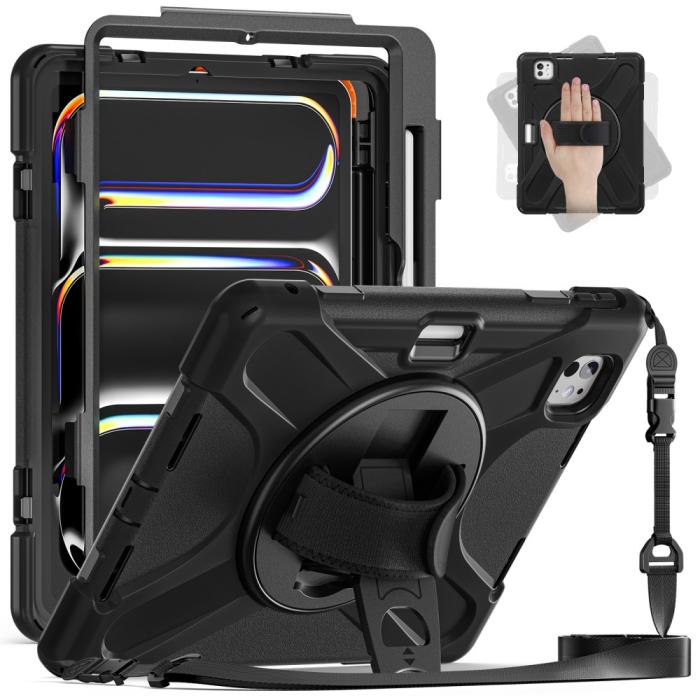 Bild 2, iPad Pro 11 2024 Skal 360° Hybrid Shockproof Kickstand Svart