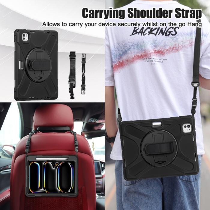 Bild 4, iPad Pro 11 2024 Skal 360° Hybrid Shockproof Kickstand Svart