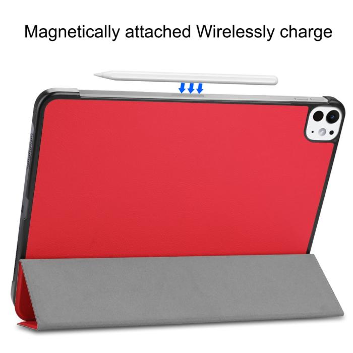 Bild 4, iPad Pro 11 2024 Fodral Tri-Fold Röd