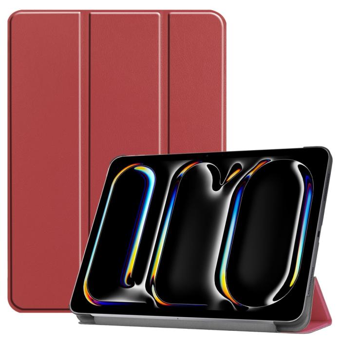 Bild 1, iPad Pro 11 2024 Fodral Tri-Fold Vinröd