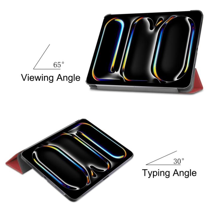 Bild 6, iPad Pro 11 2024 Fodral Tri-Fold Vinröd