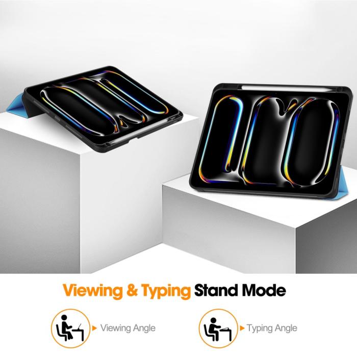 Bild 4, iPad Pro 11 2024 Fodral Tri-Fold Pennhållare Blå