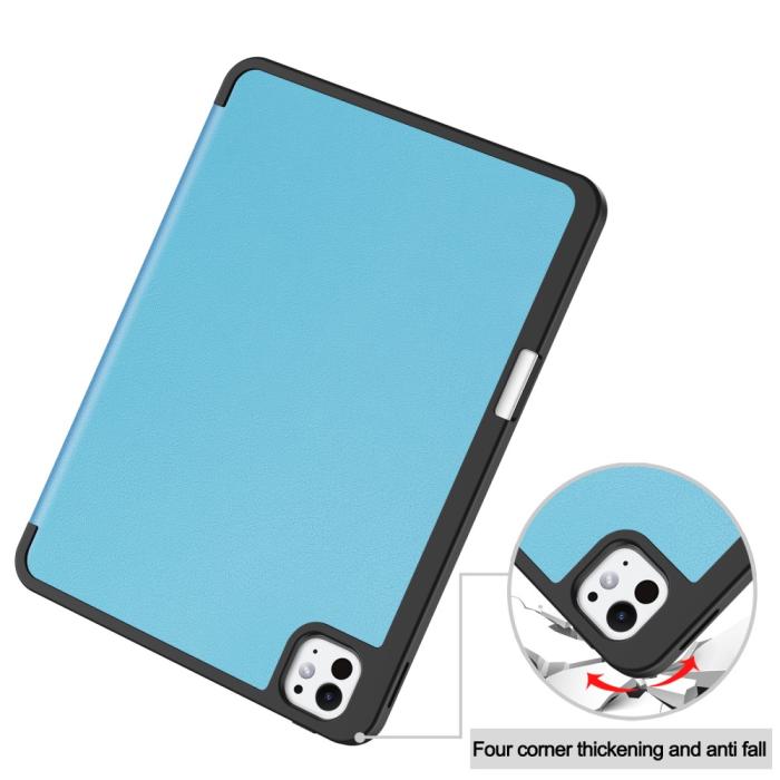 Bild 6, iPad Pro 11 2024 Fodral Tri-Fold Pennhållare Blå