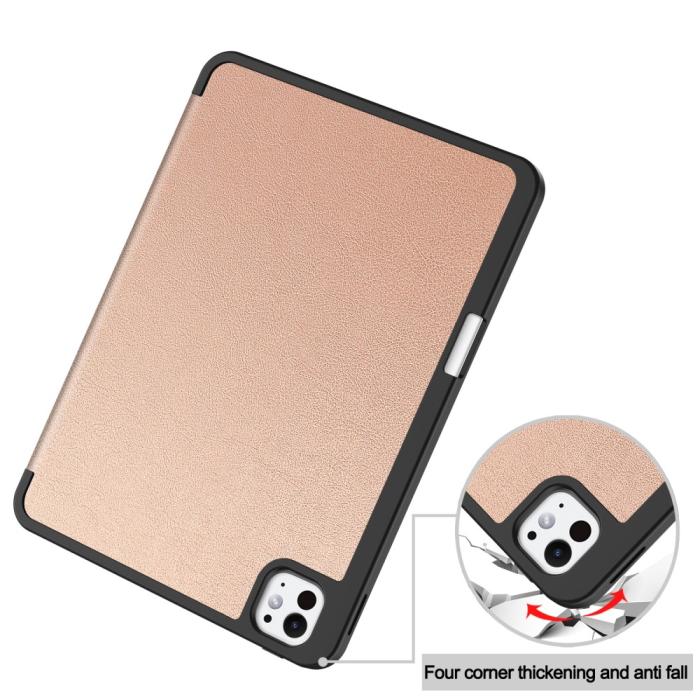 Bild 6, iPad Pro 11 2024 Fodral Tri-Fold Pennhållare Roséguld