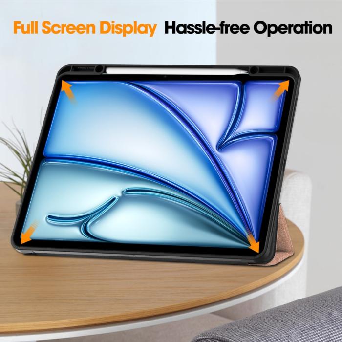 Bild 5, iPad Air 13 2025/2024 Fodral Tri-Fold Pennhållare Roséguld