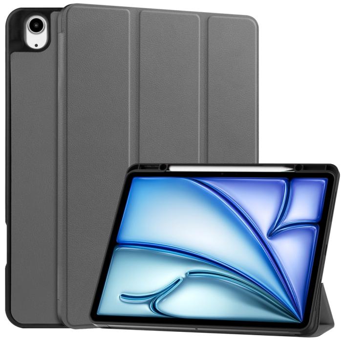 Bild 1, iPad Air 13 2025/2024 Fodral Tri-Fold Pennhållare Grå