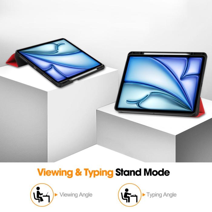 Bild 4, iPad Air 13 2025/2024 Fodral Tri-Fold Pennhållare Röd