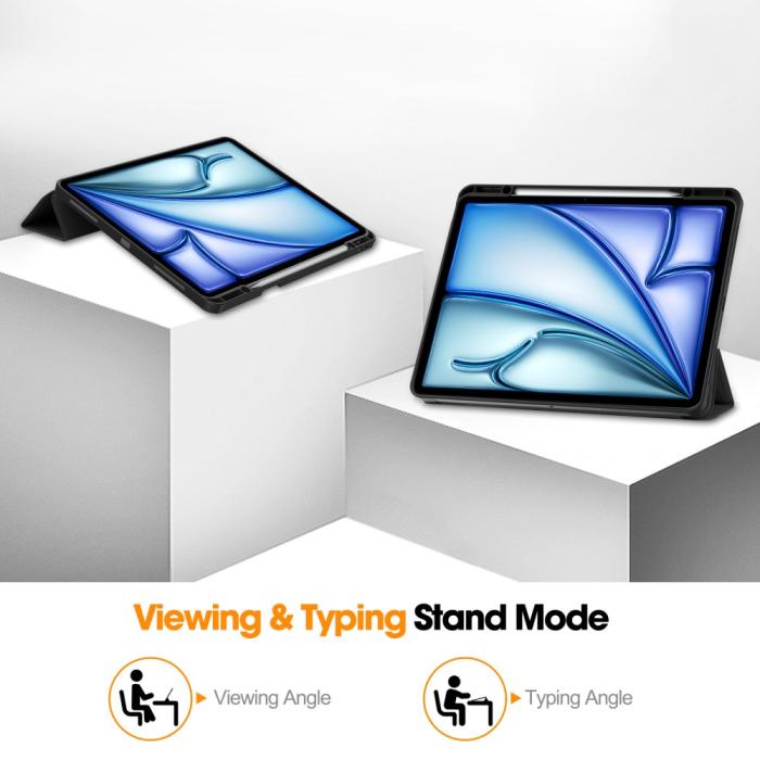 Bild 4, iPad Air 13 2025/2024 Fodral Tri-Fold Pennhållare Svart