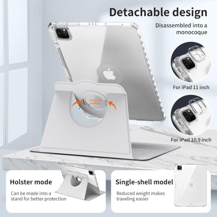 Bild 5, iPad Pro 11 2024 Fodral Hybrid Rotation Pennhållare Vit