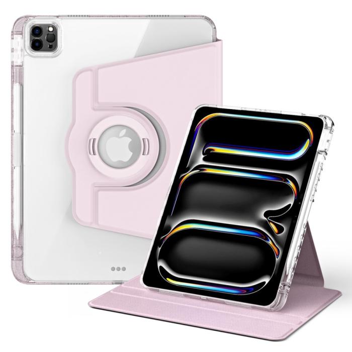 Bild 1, iPad Pro 11 2024 Fodral Hybrid Rotation Pennhållare Rosa