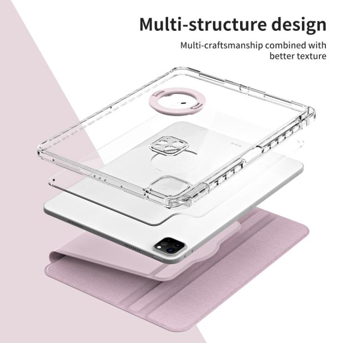 Bild 6, iPad Pro 11 2024 Fodral Hybrid Rotation Pennhållare Rosa
