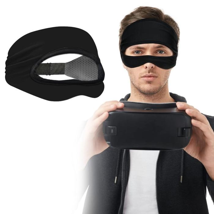 Bild 2, VR Ansiktsmask / Svettband Justerbart Svart