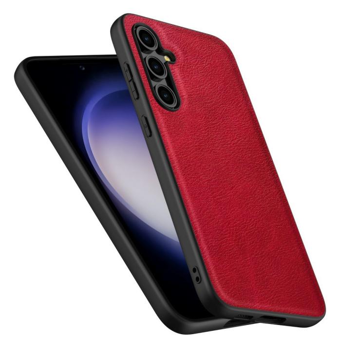 Bild 2, Samsung Galaxy S25 Skal Läder Retro Röd