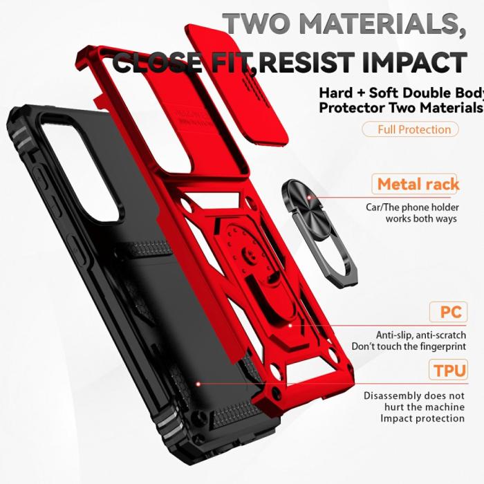 Bild 4, Samsung Galaxy S25 Skal Hybrid Ring CamShield Röd