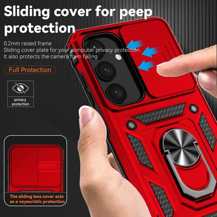 Bild 5, Samsung Galaxy S25 Skal Hybrid Ring CamShield Röd