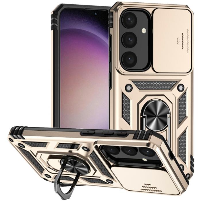 Bild 1, Samsung Galaxy S25 Skal Hybrid Ring CamShield Guld