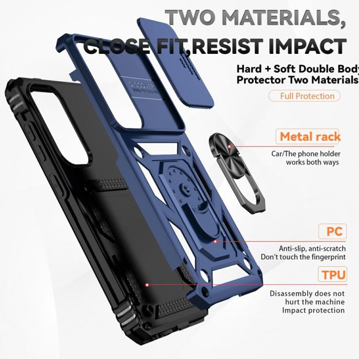 Bild 4, Samsung Galaxy S25 Skal Hybrid Ring CamShield Blå