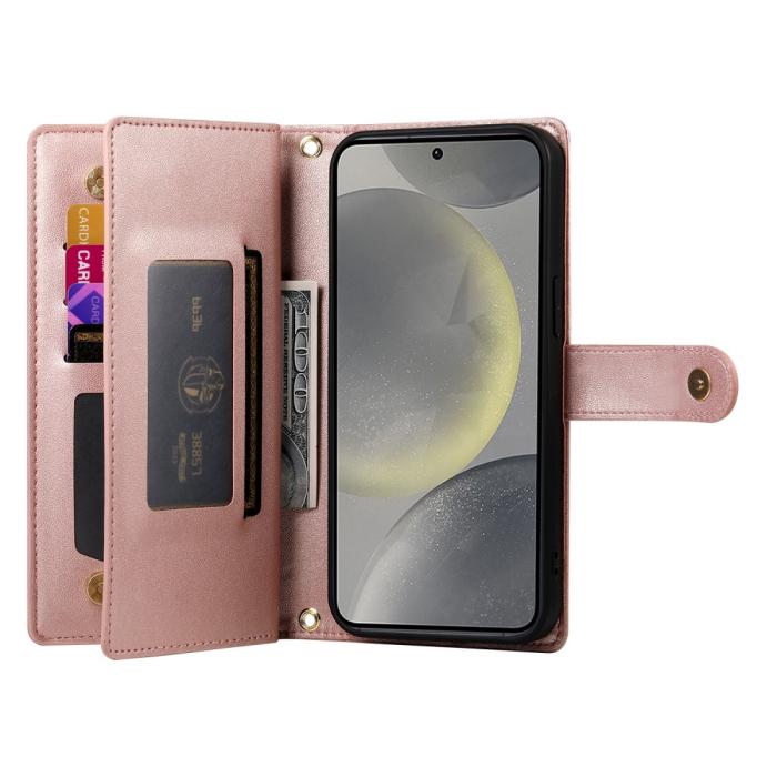 Bild 2, Samsung Galaxy S25 Fodral Multifunktionell Läder Roséguld