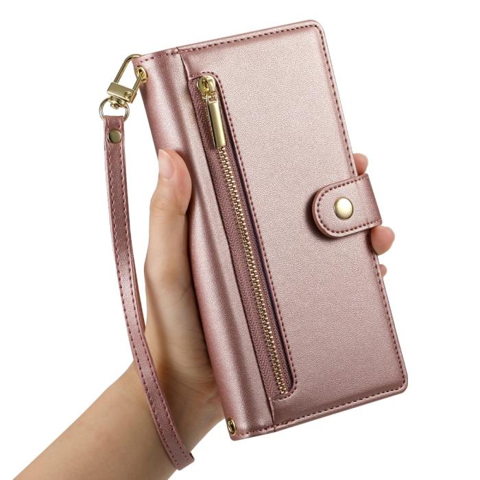 Bild 5, Samsung Galaxy S25 Fodral Multifunktionell Läder Roséguld