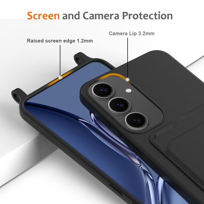Bild 6, Samsung Galaxy S25 Skal Med Kortfack Och Mobilsnöre Svart
