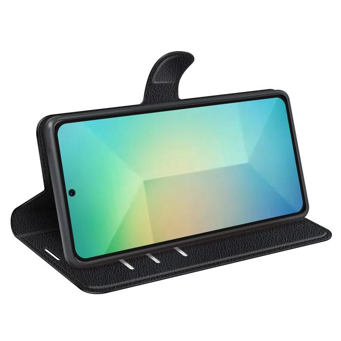 Bild 3, Samsung Galaxy S25 Fodral Litchi Läder Svart