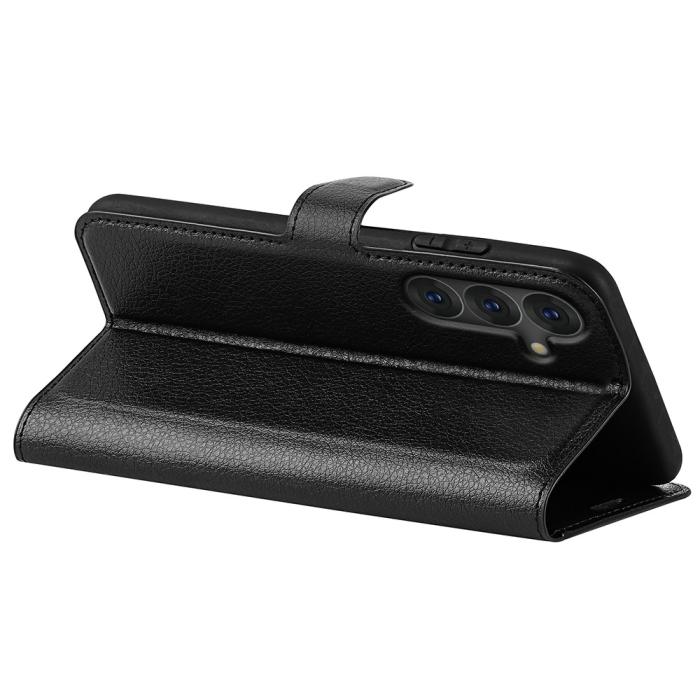 Bild 4, Samsung Galaxy S25 Fodral Litchi Läder Svart