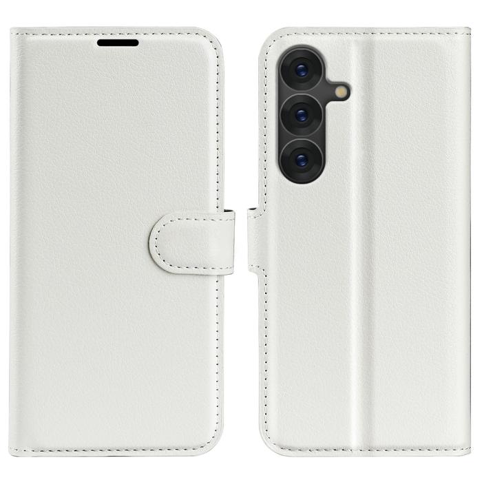 Bild 1, Samsung Galaxy S25 Fodral Litchi Läder Vit