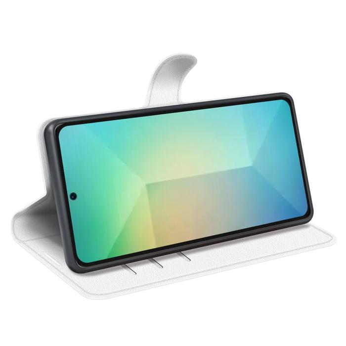 Bild 3, Samsung Galaxy S25 Fodral Litchi Läder Vit