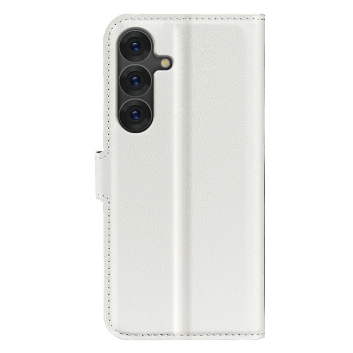 Bild 6, Samsung Galaxy S25 Fodral Litchi Läder Vit
