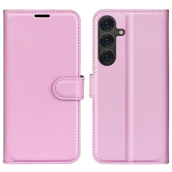 Bild 1, Samsung Galaxy S25 Fodral Litchi Läder Ljus Rosa