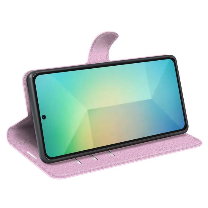 Bild 3, Samsung Galaxy S25 Fodral Litchi Läder Ljus Rosa