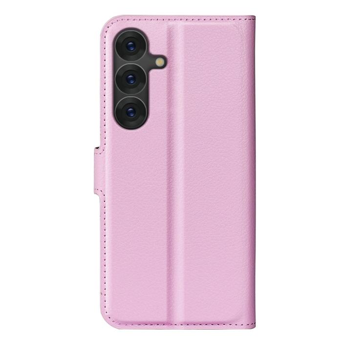 Bild 6, Samsung Galaxy S25 Fodral Litchi Läder Ljus Rosa