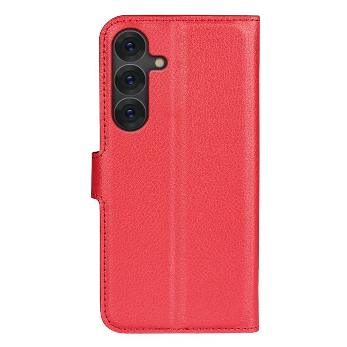 Bild 6, Samsung Galaxy S25 Fodral Litchi Läder Röd