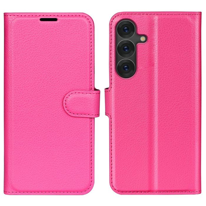 Bild 1, Samsung Galaxy S25 Fodral Litchi Läder Rosa