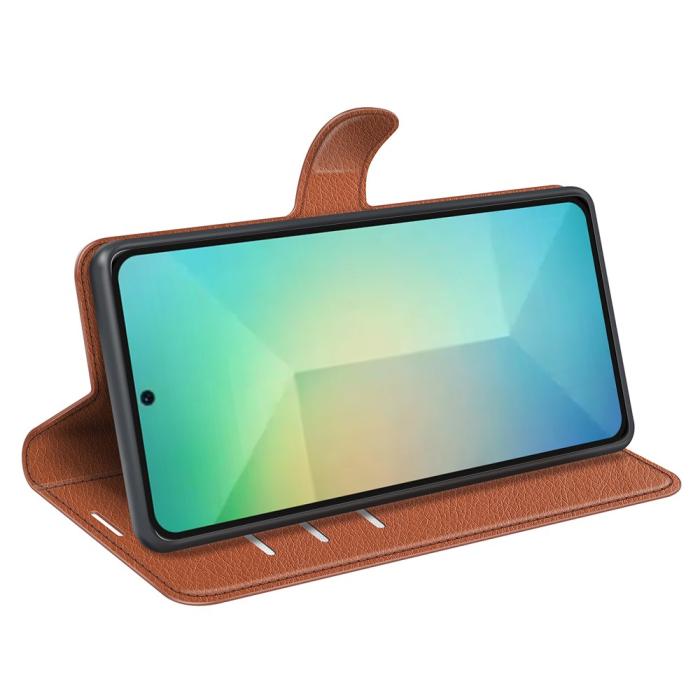 Bild 3, Samsung Galaxy S25 Fodral Litchi Läder Brun