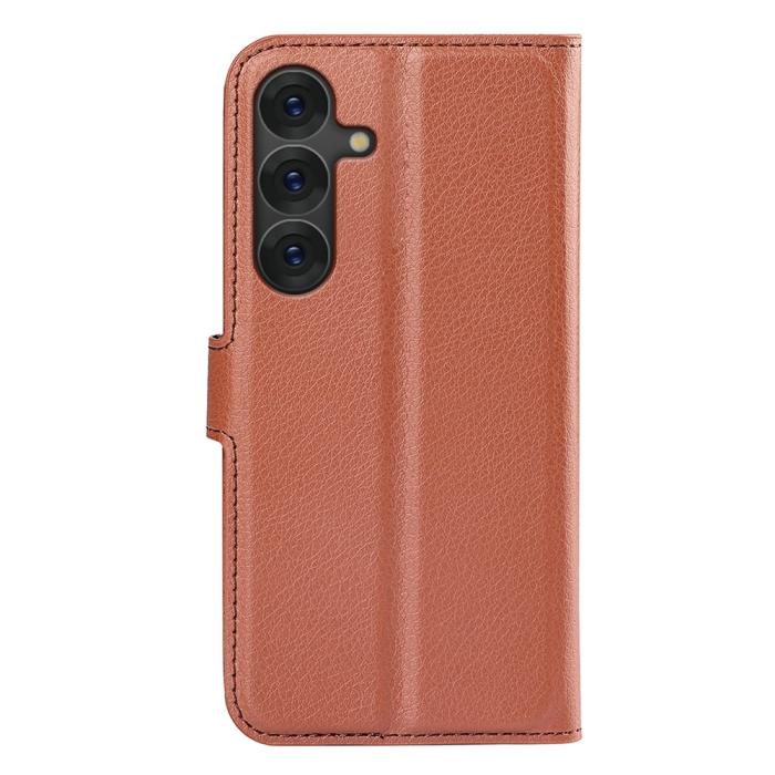 Bild 6, Samsung Galaxy S25 Fodral Litchi Läder Brun
