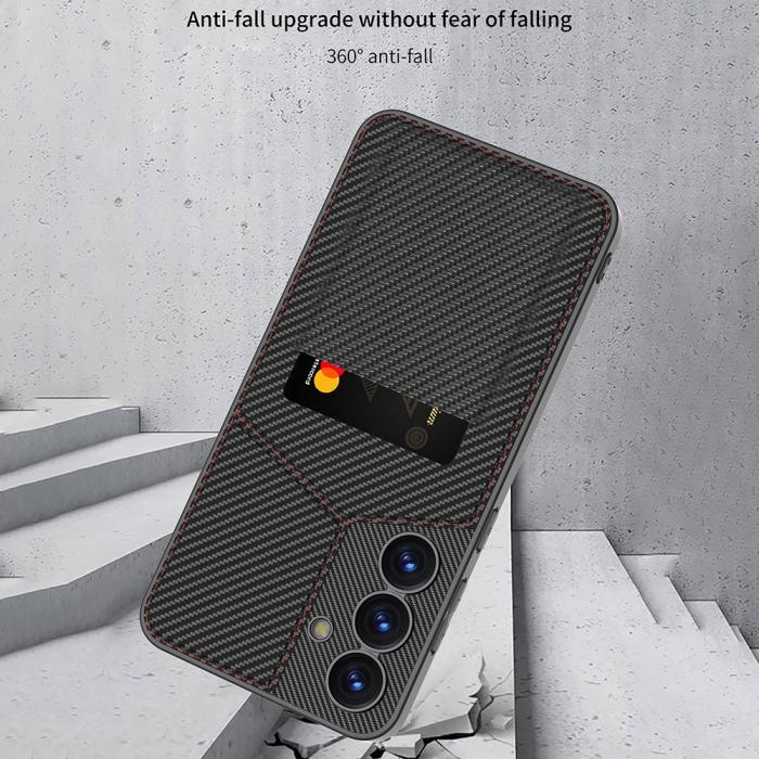 Bild 4, GKK Galaxy S25 Skal Kickstand Med Korthållare Kolfiber Textur