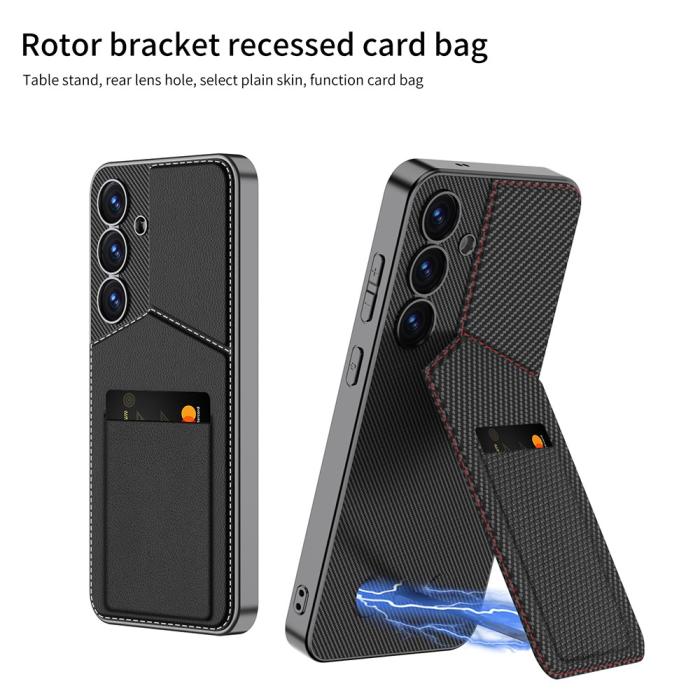 Bild 5, GKK Galaxy S25 Skal Kickstand Med Korthållare Kolfiber Textur