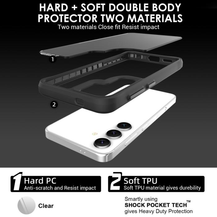 Bild 5, Samsung Galaxy S25 Skal Hybrid Transparent / Svart