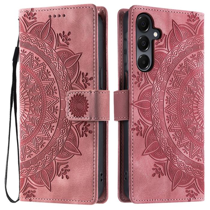 Bild 1, Samsung Galaxy S25 Fodral Mandala Läder Roséguld