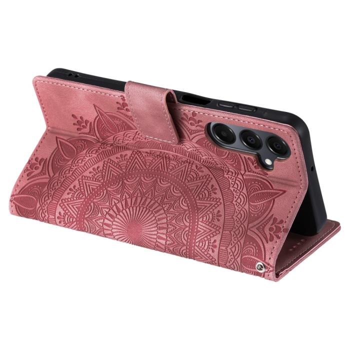 Bild 4, Samsung Galaxy S25 Fodral Mandala Läder Roséguld