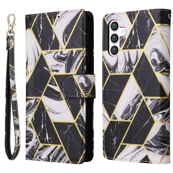 Bild 1, Samsung Galaxy S25 Fodral Läder Marmor Svart