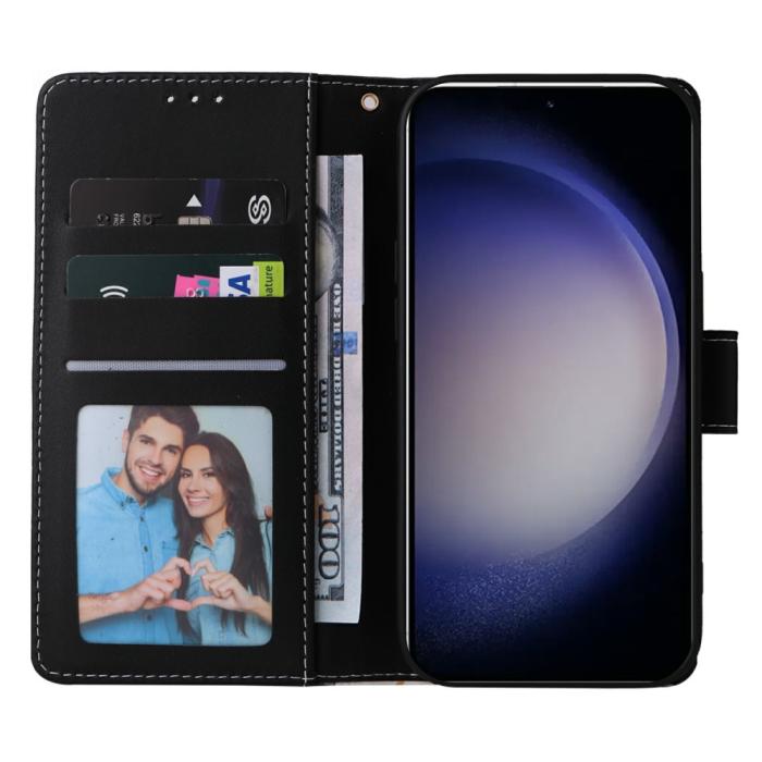 Bild 2, Samsung Galaxy S25 Fodral Läder Marmor Svart
