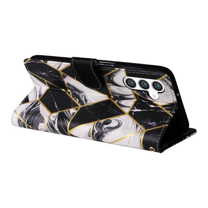 Bild 4, Samsung Galaxy S25 Fodral Läder Marmor Svart
