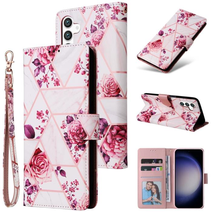 Bild 6, Samsung Galaxy S25 Fodral Läder Marmor Roséguld
