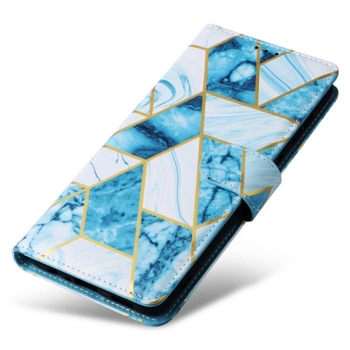 Bild 5, Samsung Galaxy S25 Fodral Läder Marmor Blå