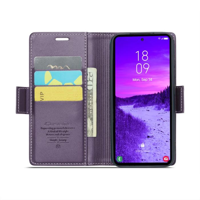 Bild 3, CASEME Samsung Galaxy S25 Fodral RFID Läder Lila