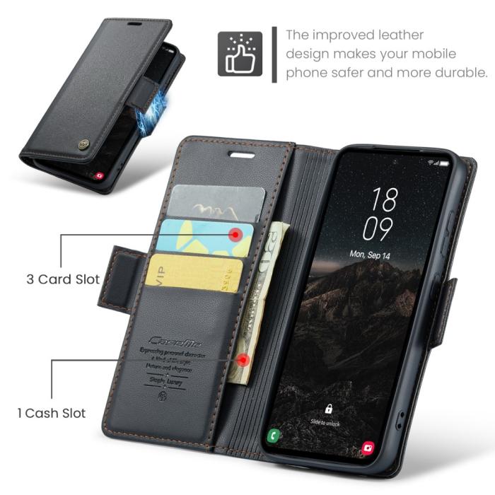Bild 6, CASEME Samsung Galaxy S25 Fodral RFID Läder Svart