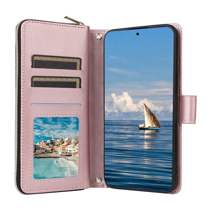 Bild 2, Samsung Galaxy S25 Fodral Rhombus Läder Roséguld